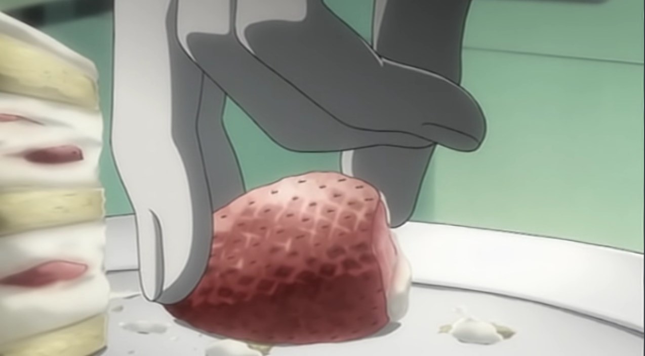 Я дам вам клубничку, если вы никому не расскажете. (Забери эту ягодку. У меня аллергия на клубнику.)