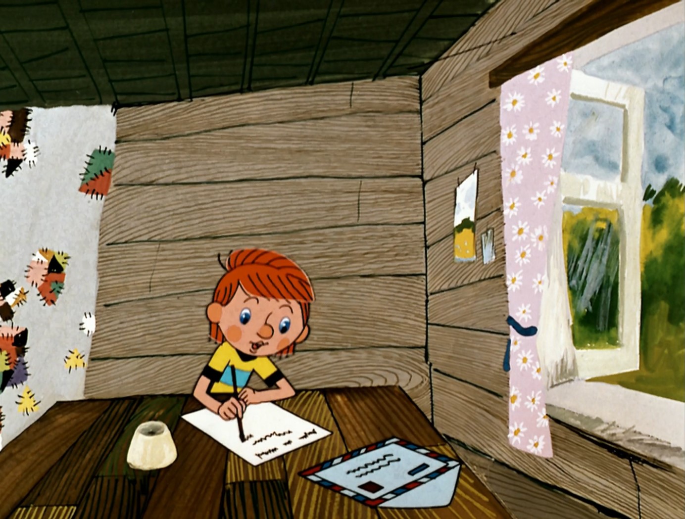 Мои папа и мама! Я живу хорошо, просто замечательно. У меня все есть, есть свой дом, он теплый. В нем одна комната и кухня. Я без вас очень скучаю, особенно по вечерам. А здоровье мое не очень. То лапы ломит, то хвост отваливается.
А на днях я линять начал. Старая шерсть с меня сыпется, хоть в дом не заходи. Зато новая растет чистая, шелковистая, так что лохматость у меня повысилась.
До свидания, ваш сын, дядя Шарик.