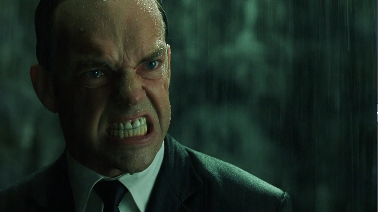 Агент Смит — Почему, мистер Андерсон, почему? Во имя чего? Что вы делаете? Зачем, зачем встаете? Зачем продолжаете драться? Неужели вы верите в какую-то миссию, или вам просто страшно погибать? Так в чем же миссия, может быть, вы откроете? Это свобода, правда, может быть, мир, или вы боретесь за любовь? Иллюзии, мистер Андерсон, причуды восприятия. Хрупкие логические теории слабого человека, который отчаянно пытается оправдать свое существование — бесцельное и бессмысленное! Но они, мистер Андерсон, как и Матрица, столь же искусственны. Только человек может выдумать скучное и безжизненное понятие — «любовь»! Вам пора это увидеть, мистер Андерсон, увидеть и понять! Вы не можете победить, продолжать борьбу бессмысленно. Почему, мистер Андерсон, почему вы упорствуете?
— Потому что это мой выбор.