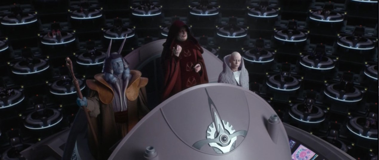 Дарт Сидиус В целях обеспечения безопасности и большей стабильности, Республика будет реорганизована нами в первую Галактическую Империю. Во имя сохранности и во имя блага общества!