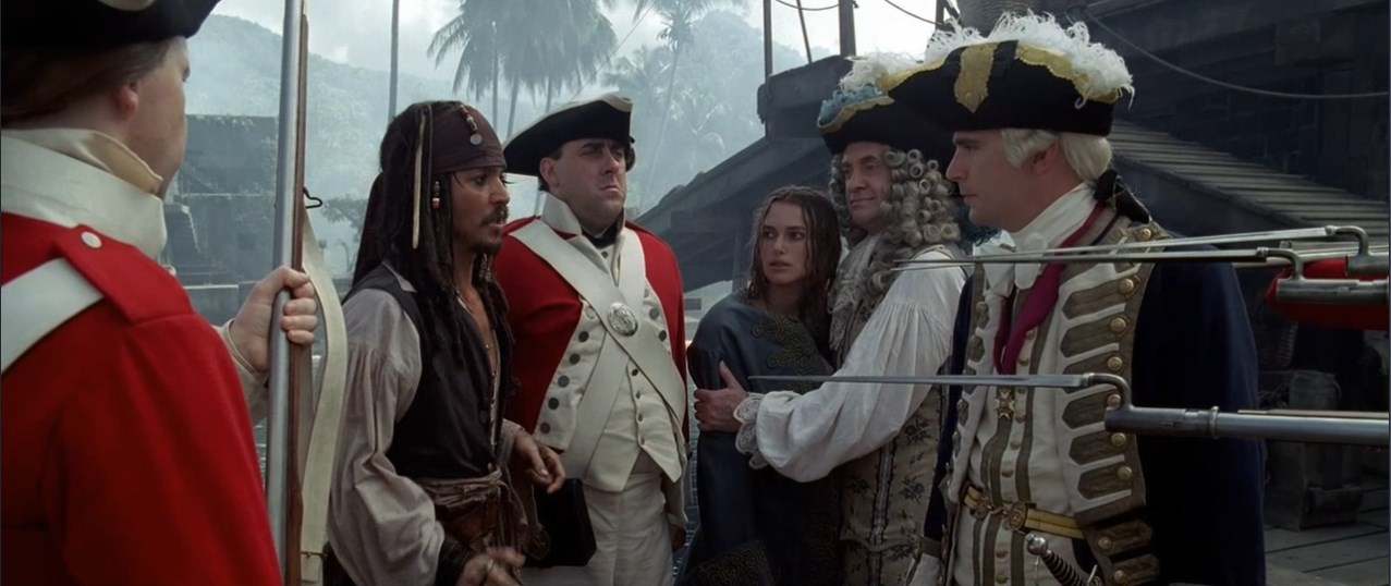 — Джек Воробей, не так ли?
— Капитан Джек Воробей, мой друг!
— А где же Ваш корабль, капитан?
— Присматриваю его тут.