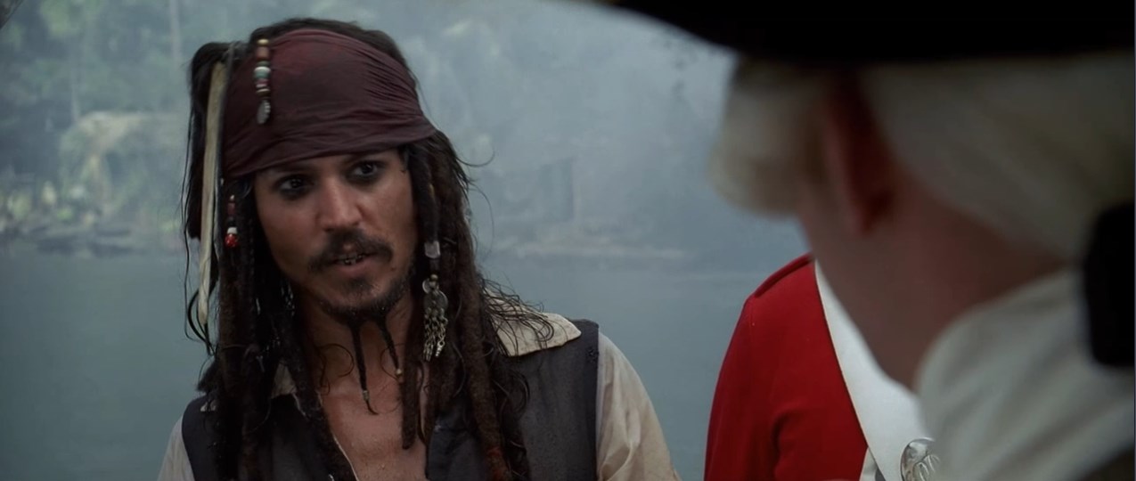 — Джек Воробей, не так ли?
— Капитан Джек Воробей, мой друг!
— А где же Ваш корабль, капитан?
— Присматриваю его тут.