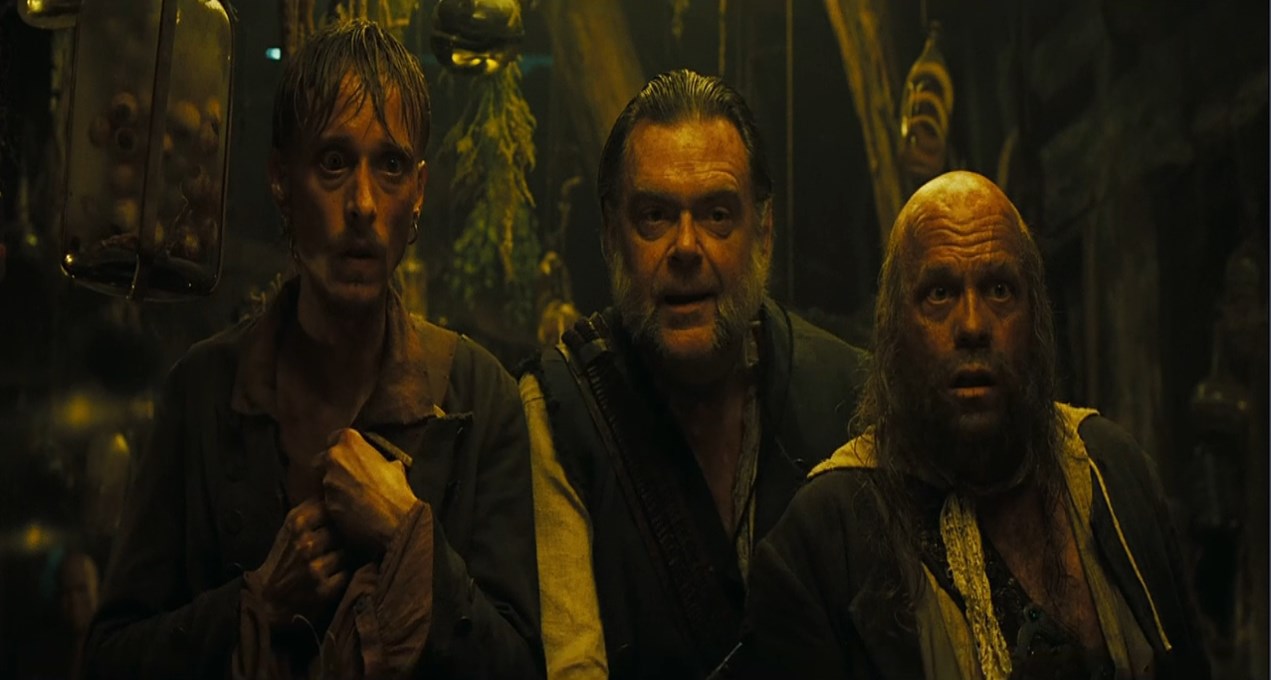 Капитан Джек Воробей Тиа Дальма / Калипсо — Вы слыхали о Дэйви Джонсе, да? Морская косточка! Славная душа! Но как-то наткнулся на камень преткновения всех мужчин.
— Что это за камень?
— И правда... Что это?
— Море!
— Алгебра!
— Дихотомия добра и зла!
— Бабы.