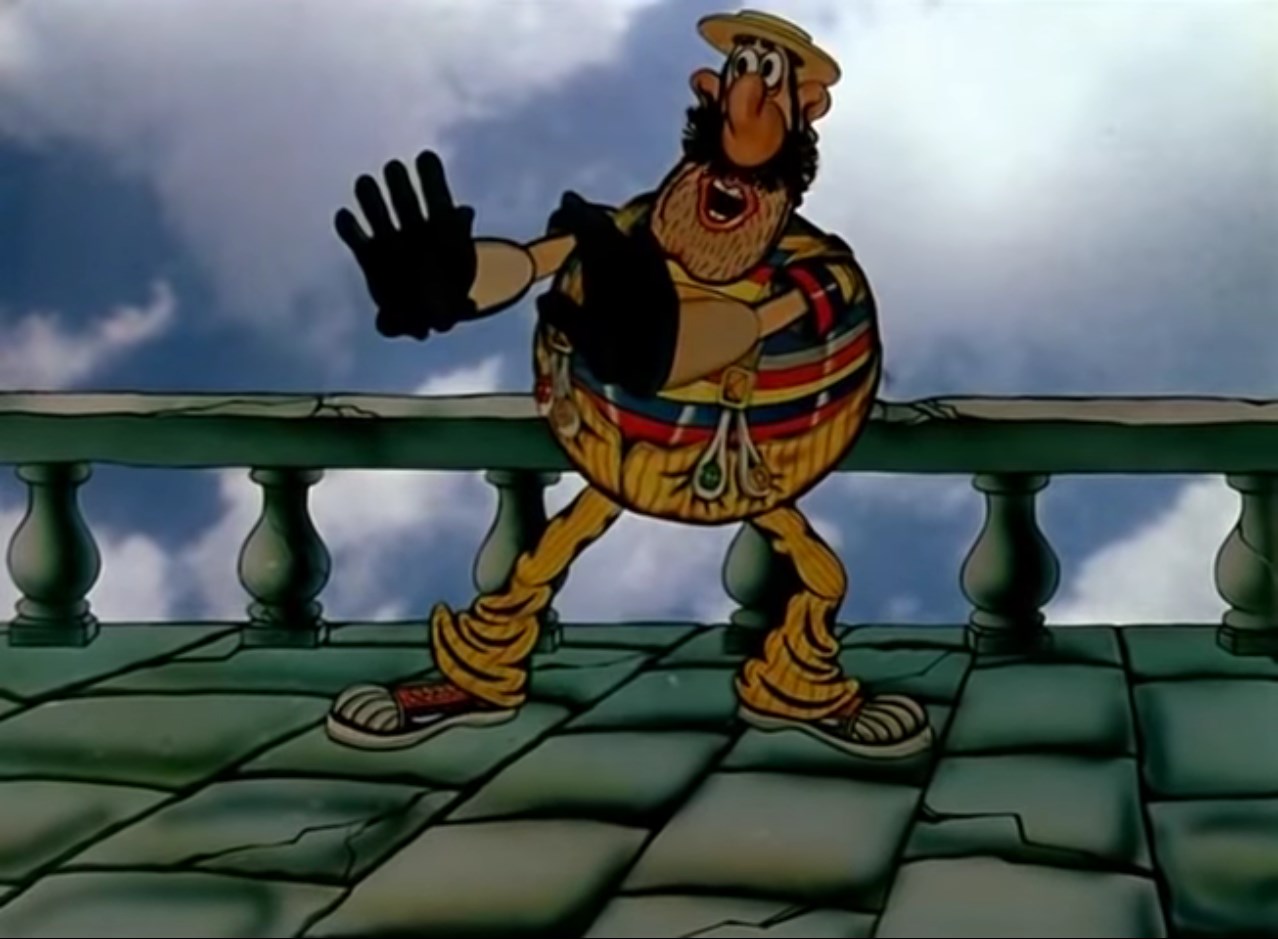 Джулико Бандитто Де Ля Воро Гангстеритто — Да я вас измочалю! Сотру в порошок! Поджарю на медленном огне!... Впрочем, я придумаю для вас кое-что похуже: я вышвырну вас и вам снова придется стать честными людьми.
— Только не это… Только не это, только не это, Шеф! Куэтро боли амали маре, сантименто! Пер фортуне, бине тонке мини...
— Только не это! Только не это!! Только не это, Шеф! Ва-бене…