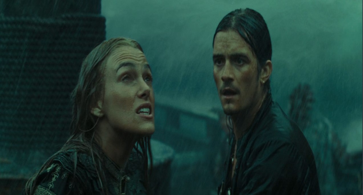 — Барбосса, пожени нас.
— Не могу, я сейчас немножко занят.
— Барбосса, немедленно.
— Ну ладно. Дорогие мои, мы собрались здесь сегодня, чтобы пригвоздить твои кишки к мачте, мерзкий сифилитик!